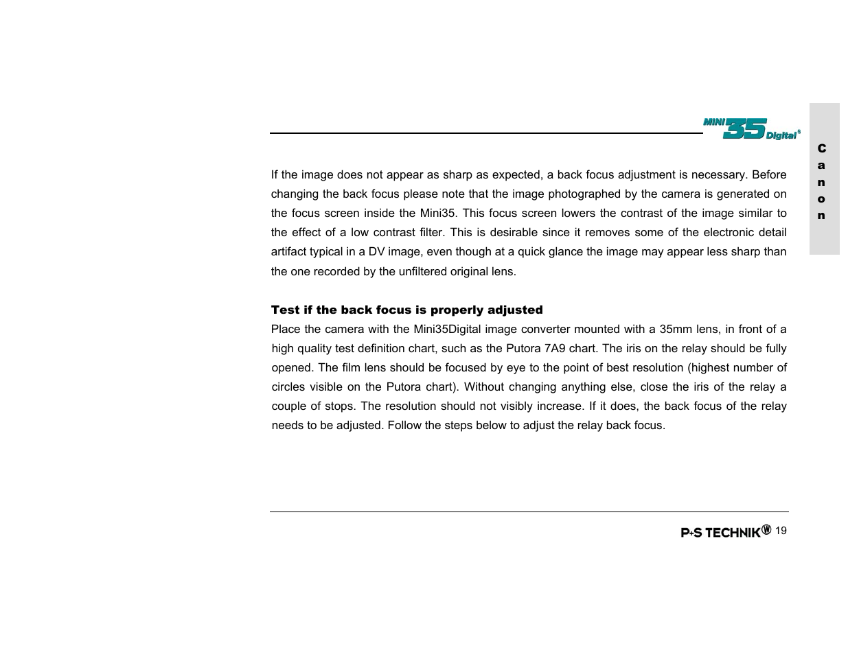 Test if the back focus is properly adjusted | Nikon Image Converter User Manual | Page 19 / 46