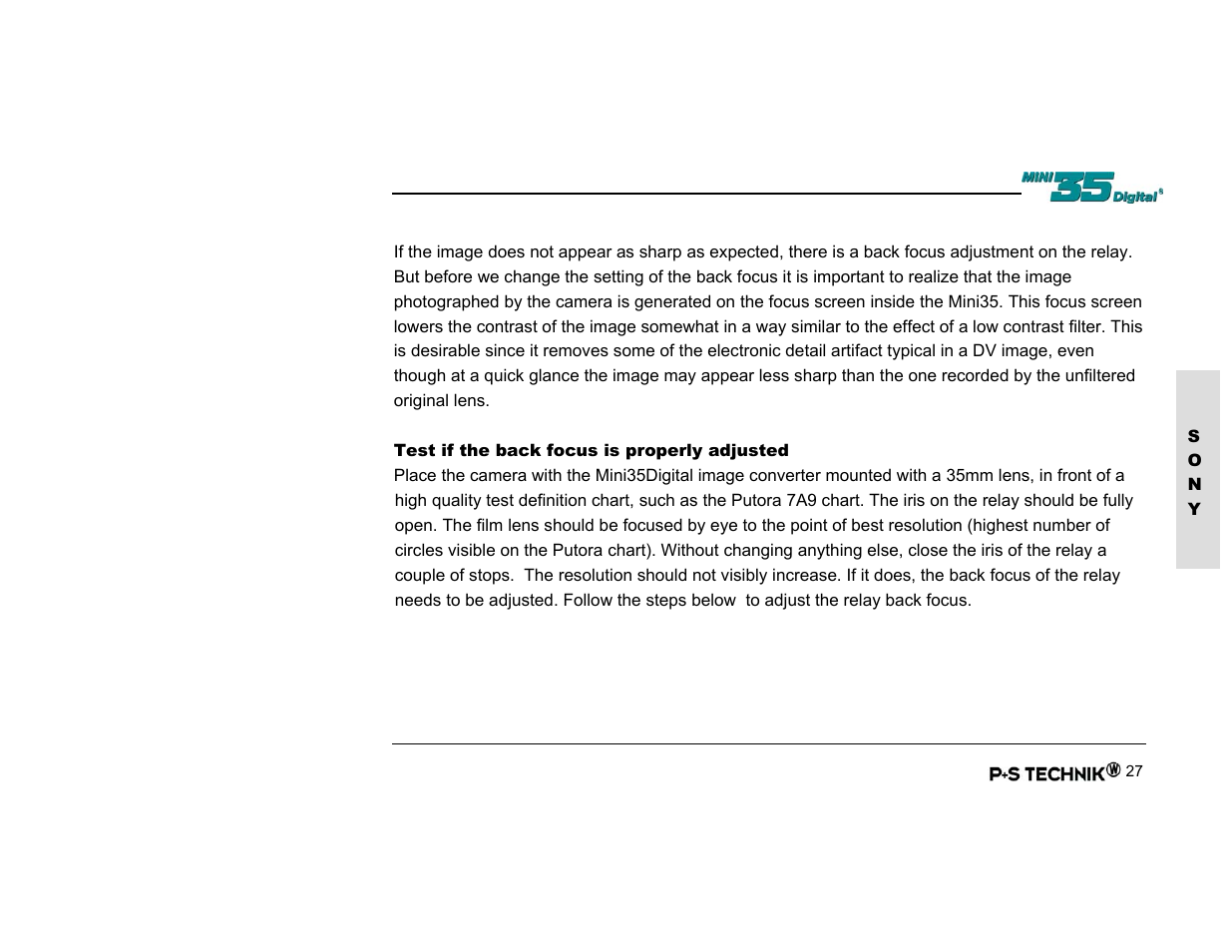 Test if the back focus is properly adjusted | Nikon Image Converter User Manual | Page 27 / 46