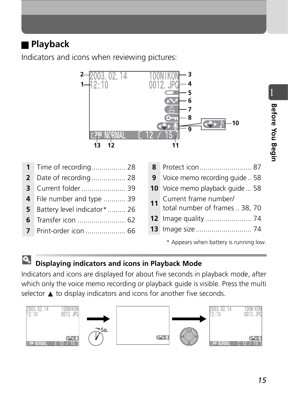 Playback | Nikon Coolpix SQ User Manual | Page 15 / 116