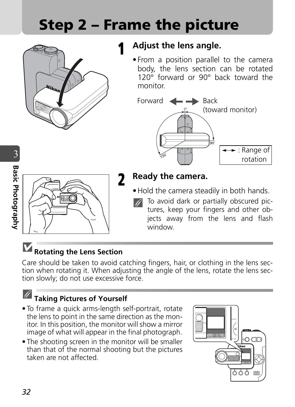 Step 2 – frame the picture | Nikon Coolpix SQ User Manual | Page 32 / 116