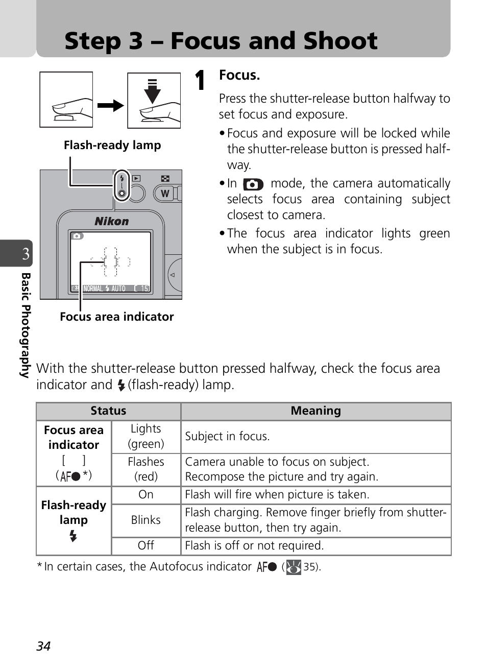 Step 3 – focus and shoot | Nikon Coolpix SQ User Manual | Page 34 / 116