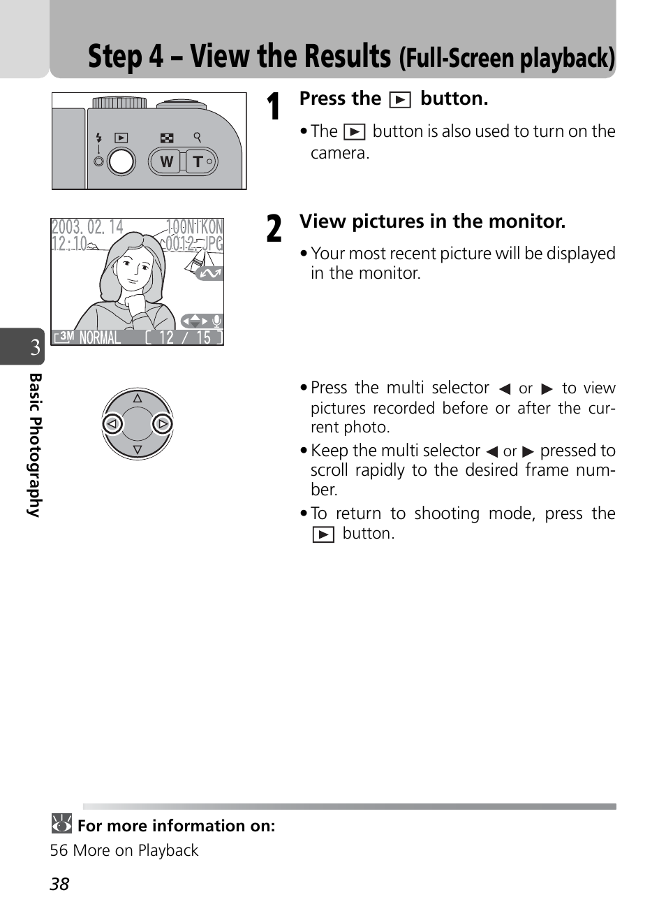 Step 4 – view the results (full-screen playback), Step 4 – view the results, Full-screen playback) | Nikon Coolpix SQ User Manual | Page 38 / 116