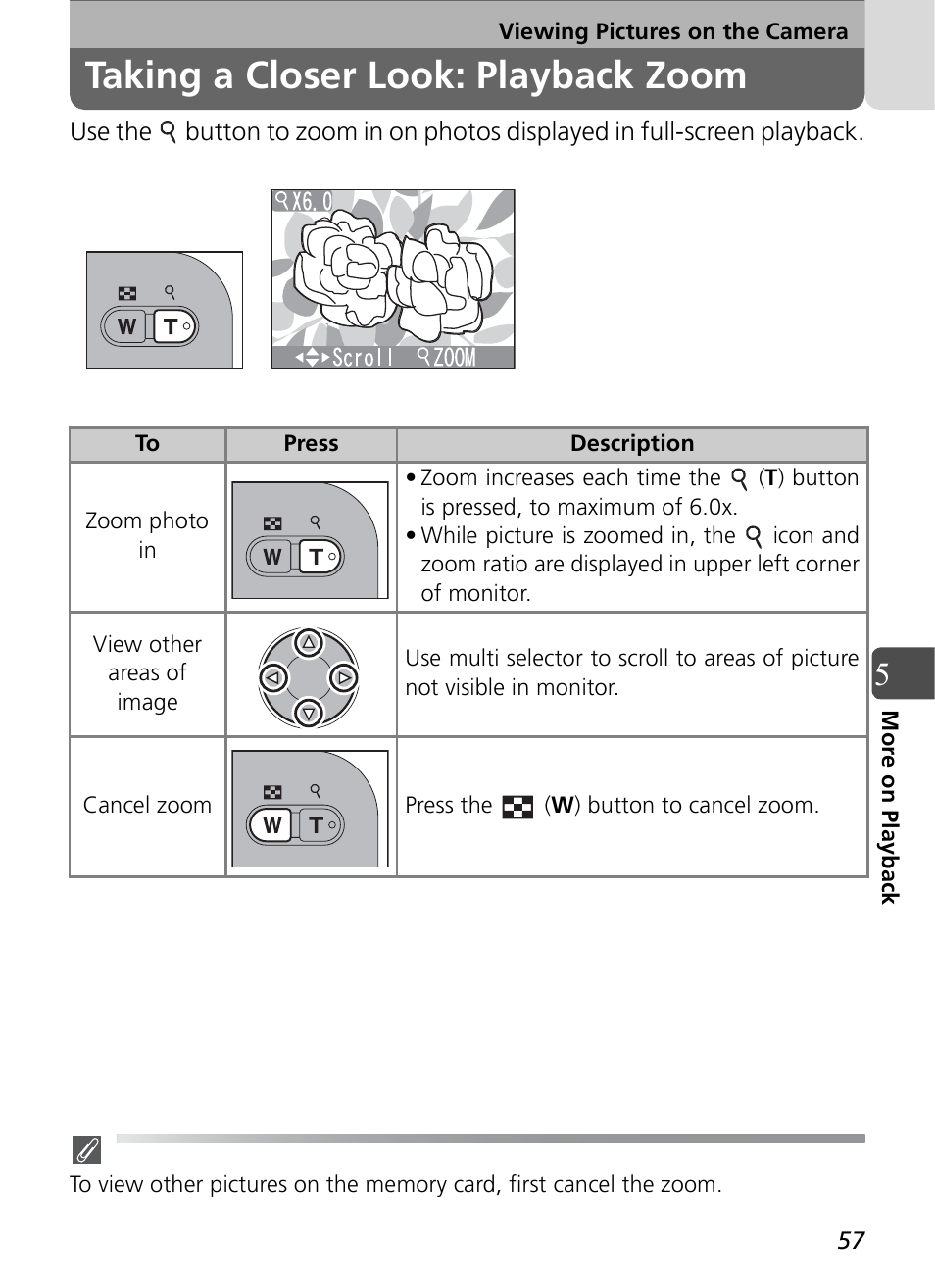 Taking a closer look: playback zoom | Nikon Coolpix SQ User Manual | Page 57 / 116