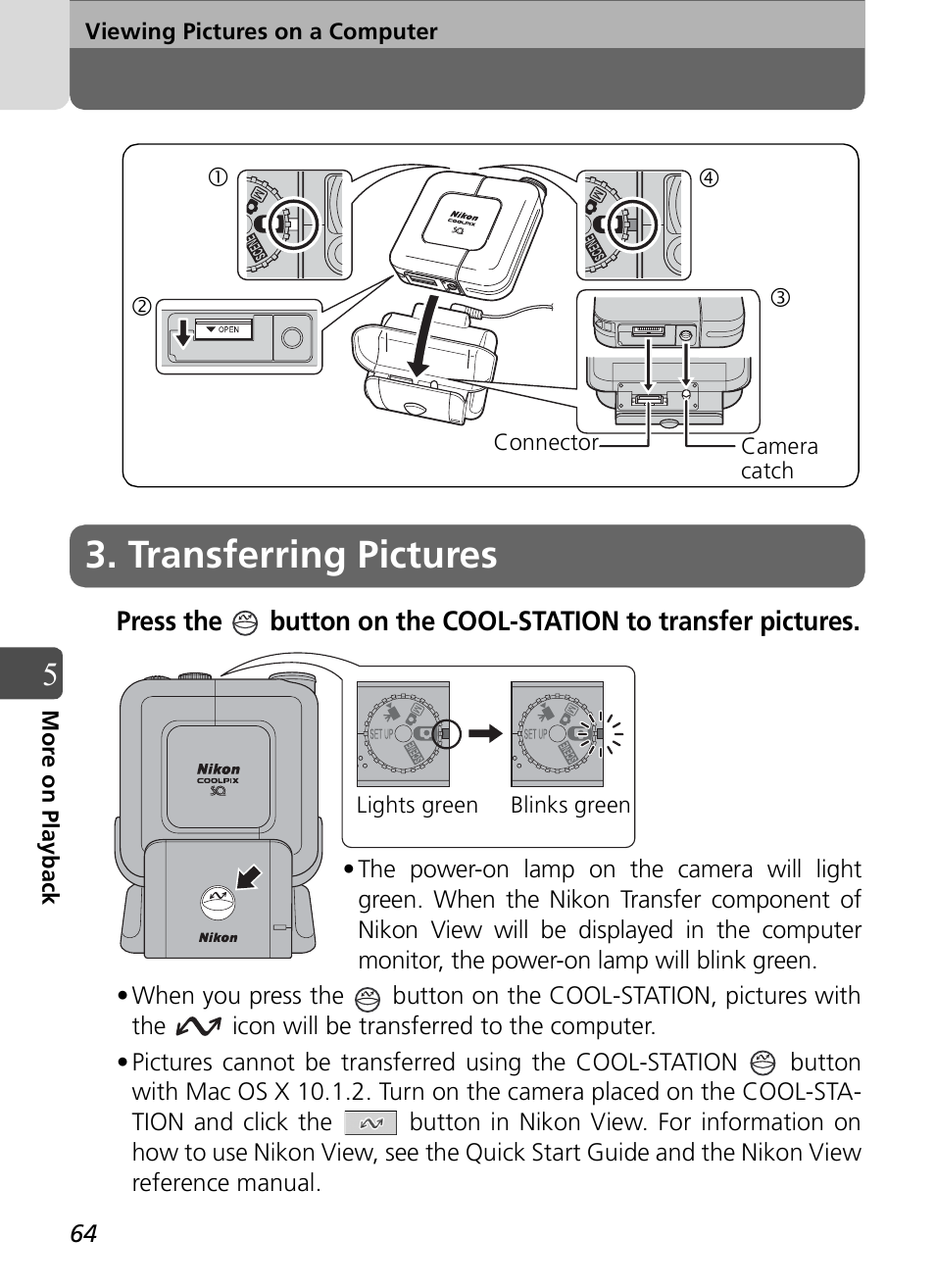 Transferring pictures | Nikon Coolpix SQ User Manual | Page 64 / 116