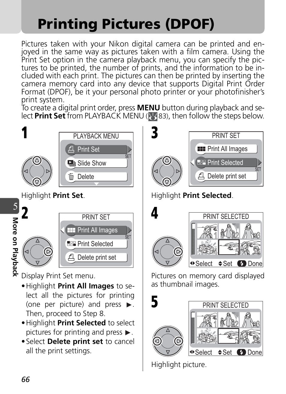 Printing pictures (dpof) | Nikon Coolpix SQ User Manual | Page 66 / 116