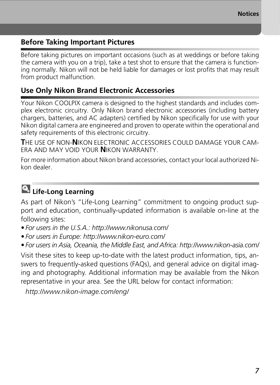 Nikon Coolpix SQ User Manual | Page 7 / 116