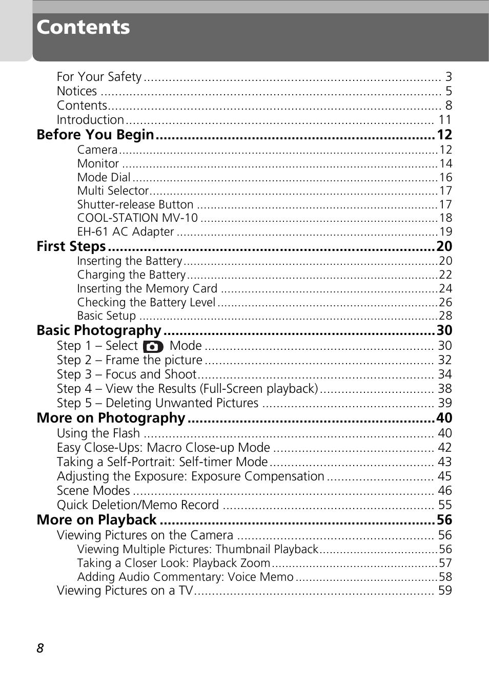 Nikon Coolpix SQ User Manual | Page 8 / 116