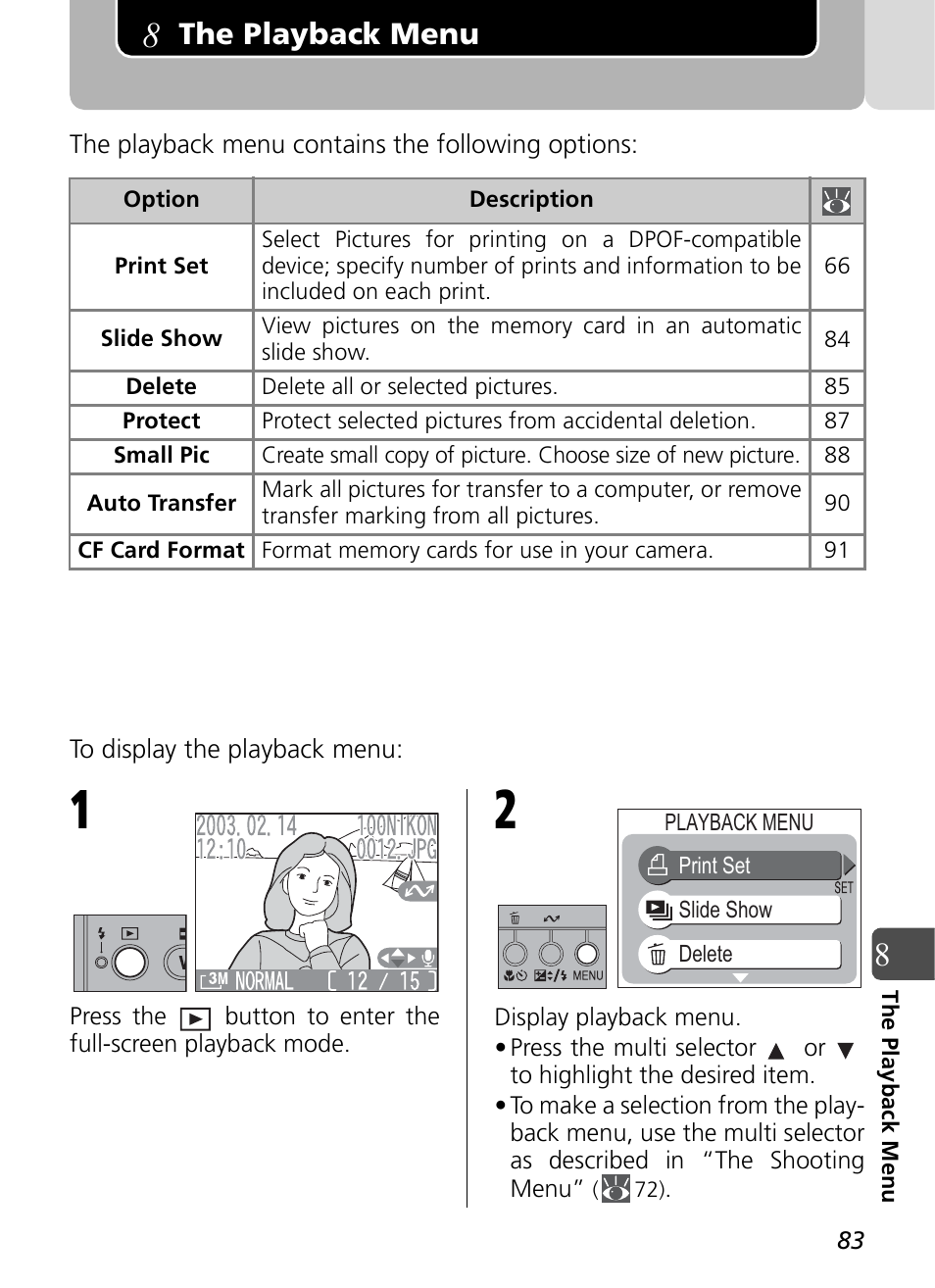 The playback menu | Nikon Coolpix SQ User Manual | Page 83 / 116