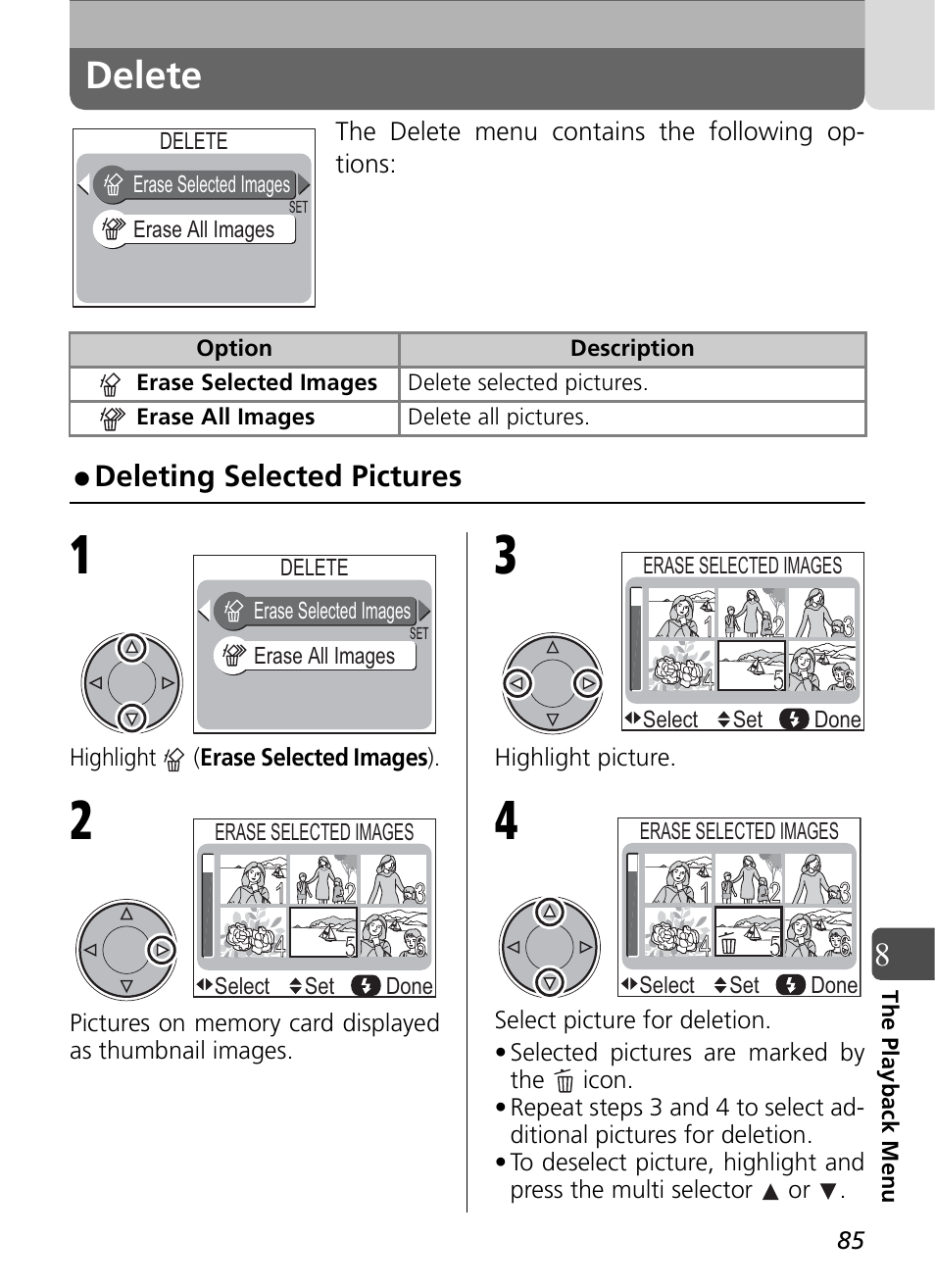 Delete | Nikon Coolpix SQ User Manual | Page 85 / 116