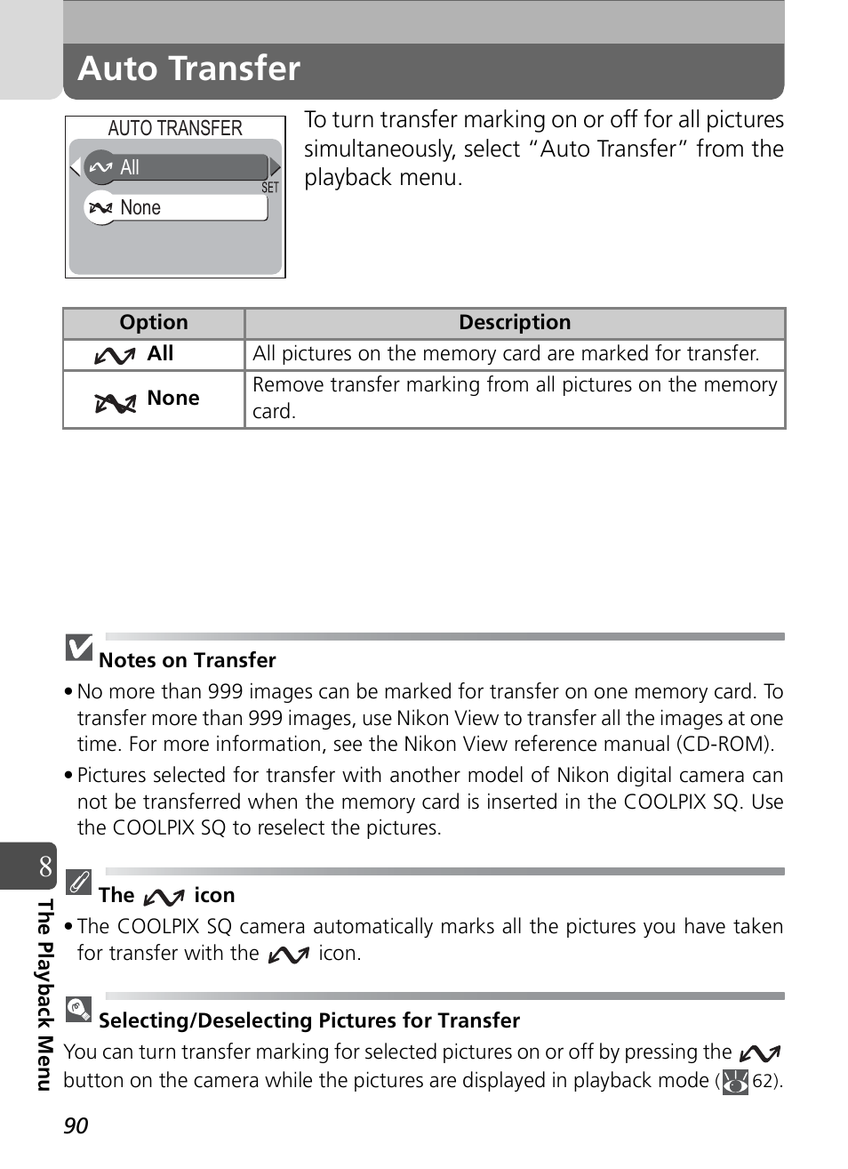 Auto transfer | Nikon Coolpix SQ User Manual | Page 90 / 116