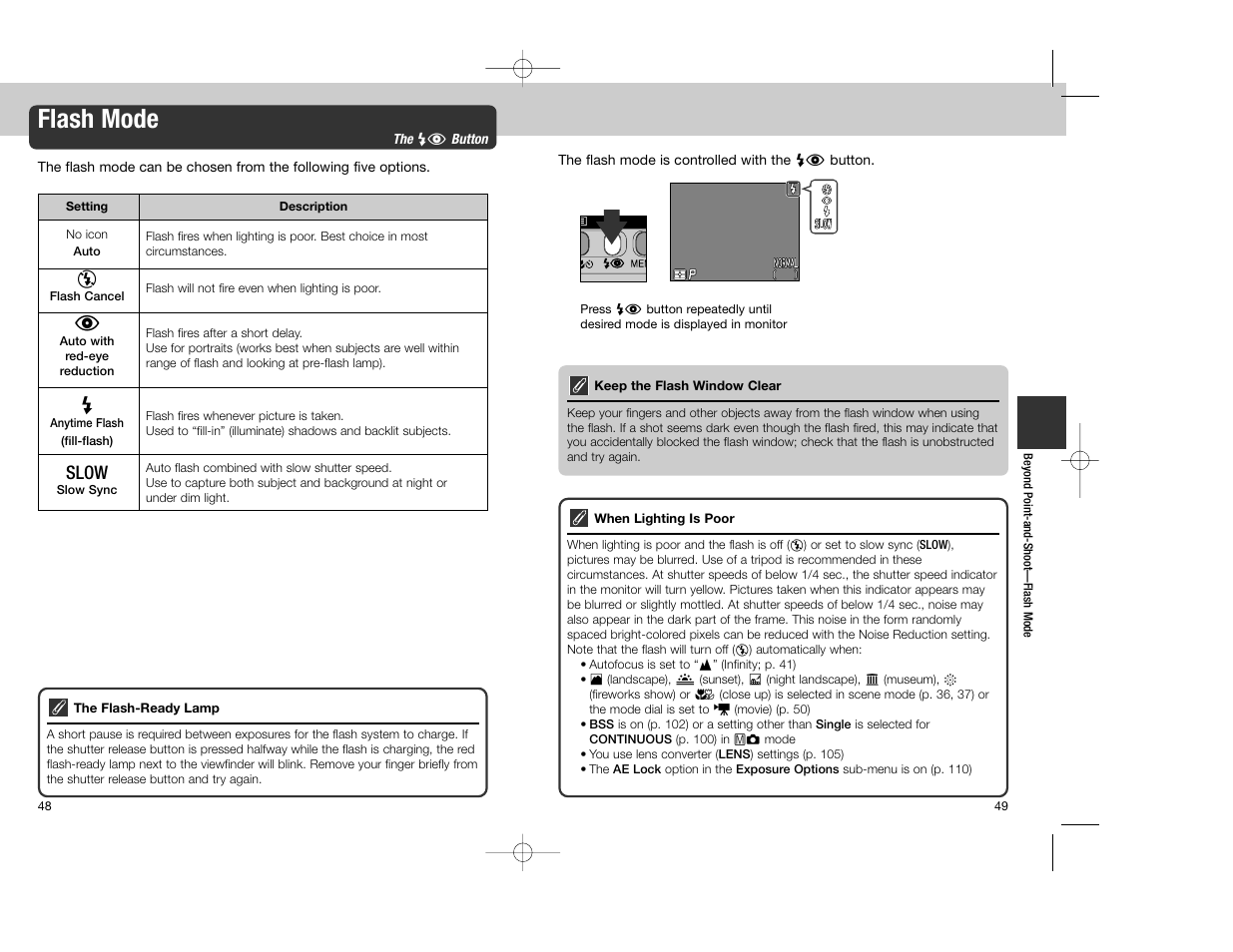Flash mode, Slow | Nikon Coolpix 4300 User Manual | Page 25 / 77