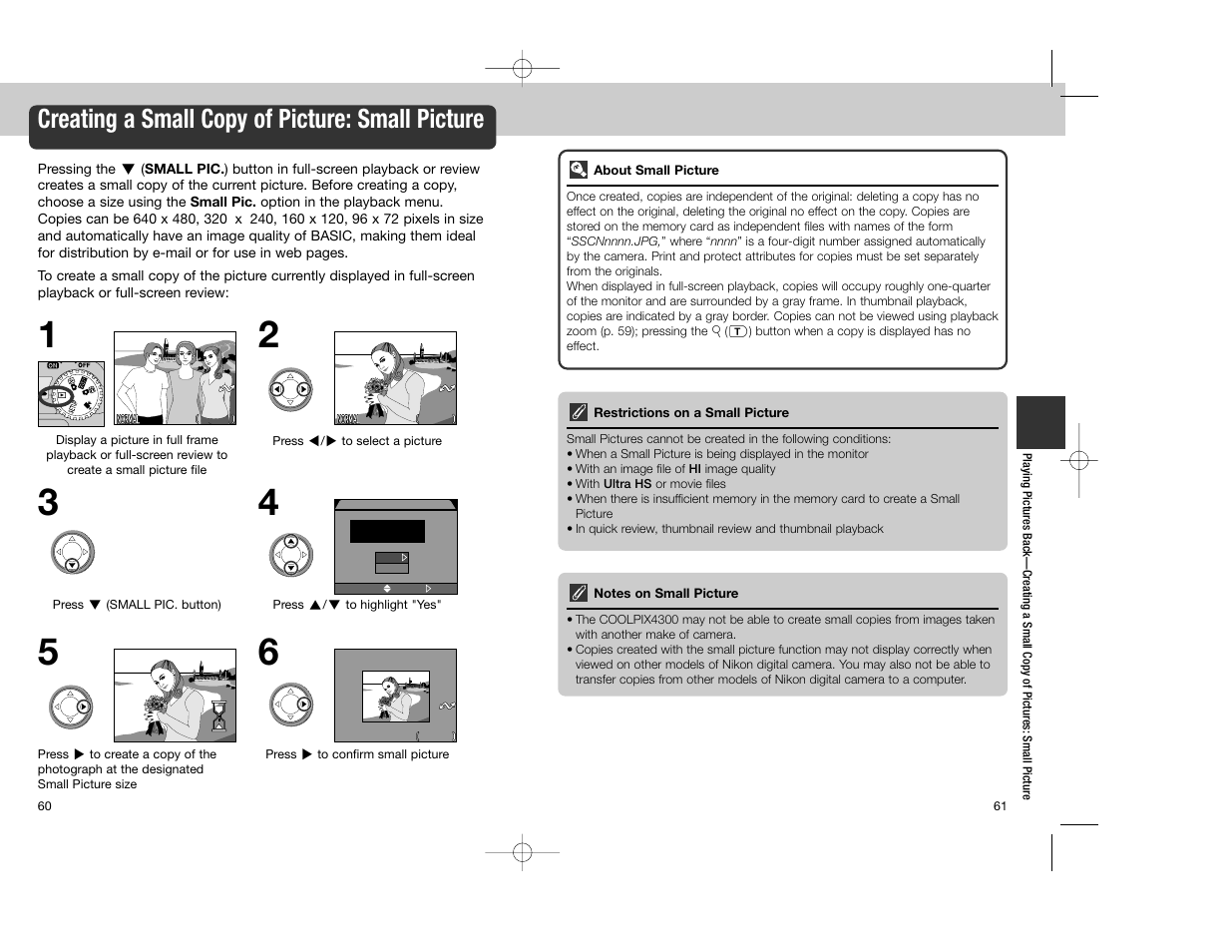 Creating a small copy of picture: small picture | Nikon Coolpix 4300 User Manual | Page 31 / 77