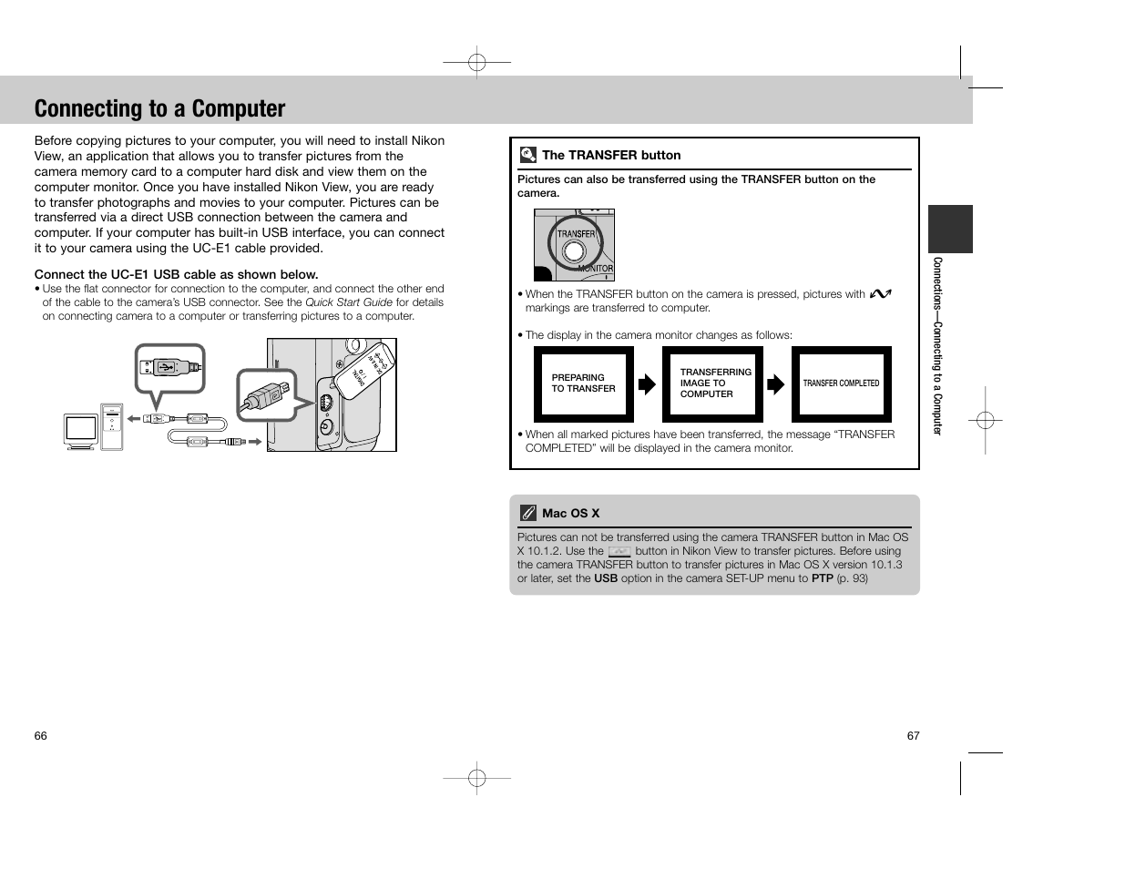Connecting to a computer | Nikon Coolpix 4300 User Manual | Page 34 / 77
