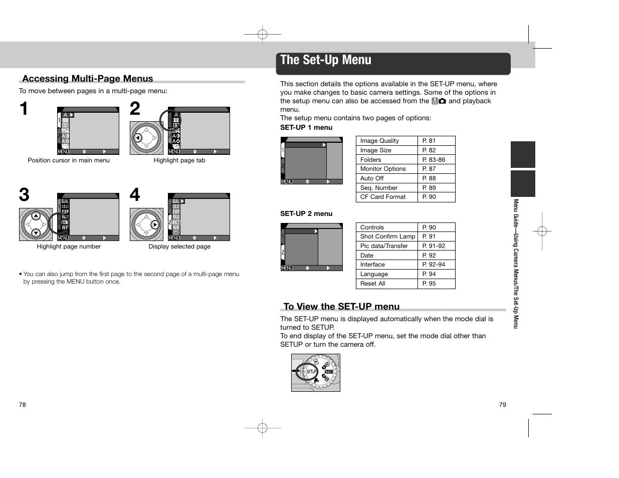 The set-up menu, Accessing multi-page menus | Nikon Coolpix 4300 User Manual | Page 40 / 77