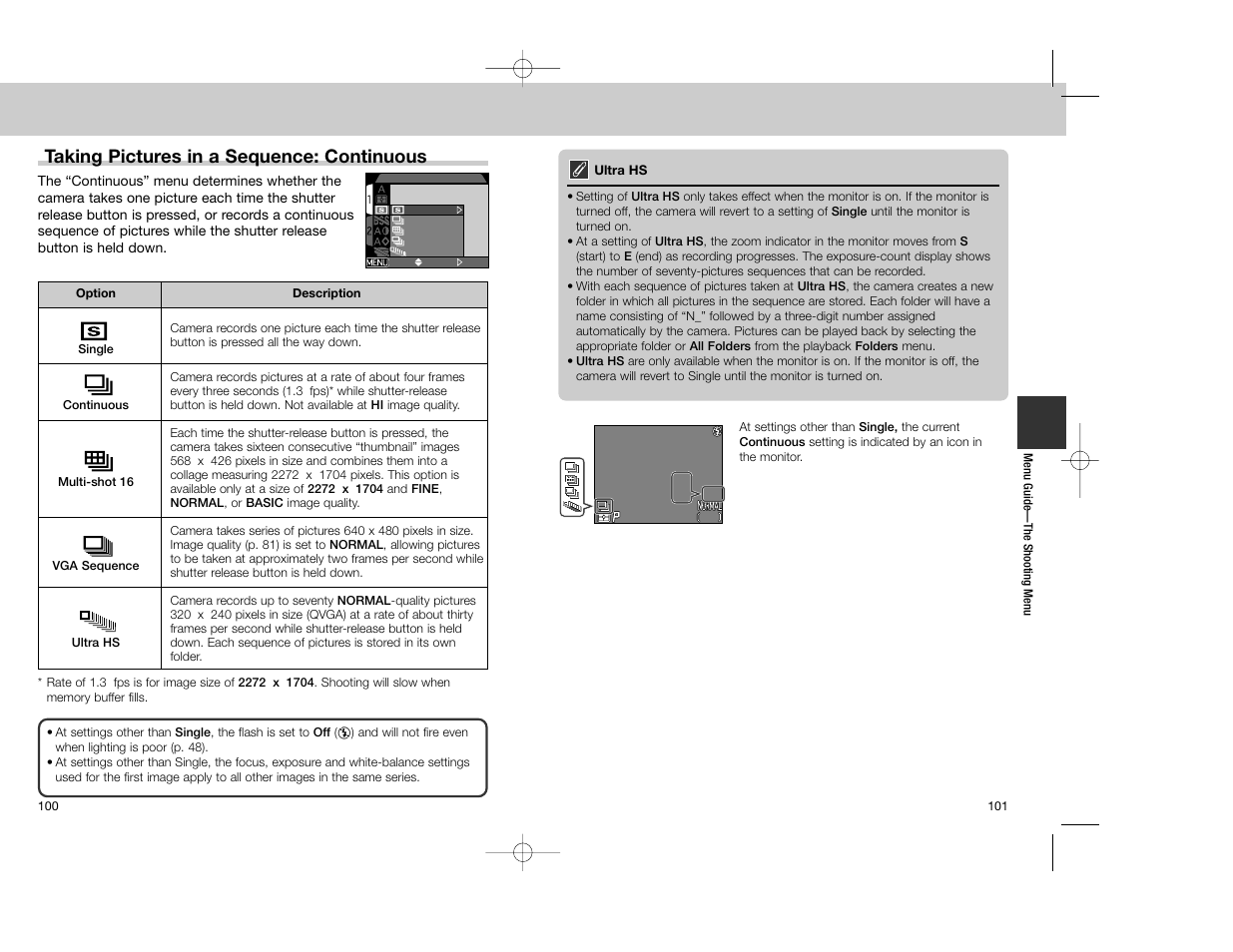 Taking pictures in a sequence: continuous | Nikon Coolpix 4300 User Manual | Page 51 / 77
