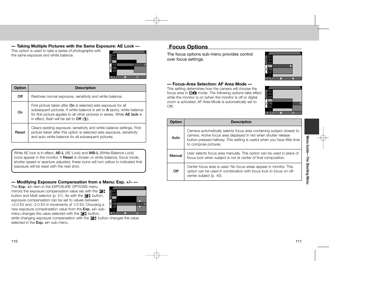 Focus options | Nikon Coolpix 4300 User Manual | Page 56 / 77