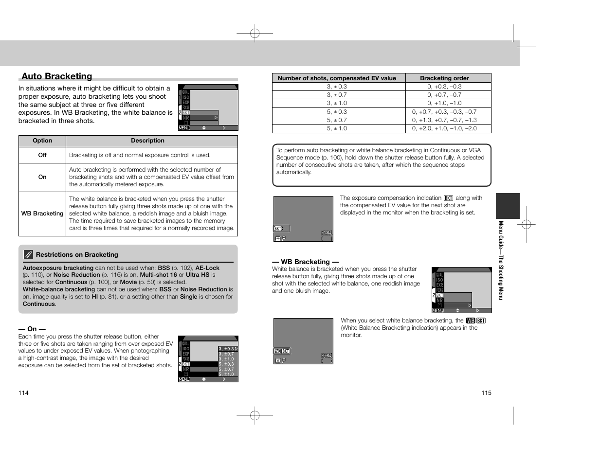 Auto bracketing | Nikon Coolpix 4300 User Manual | Page 58 / 77