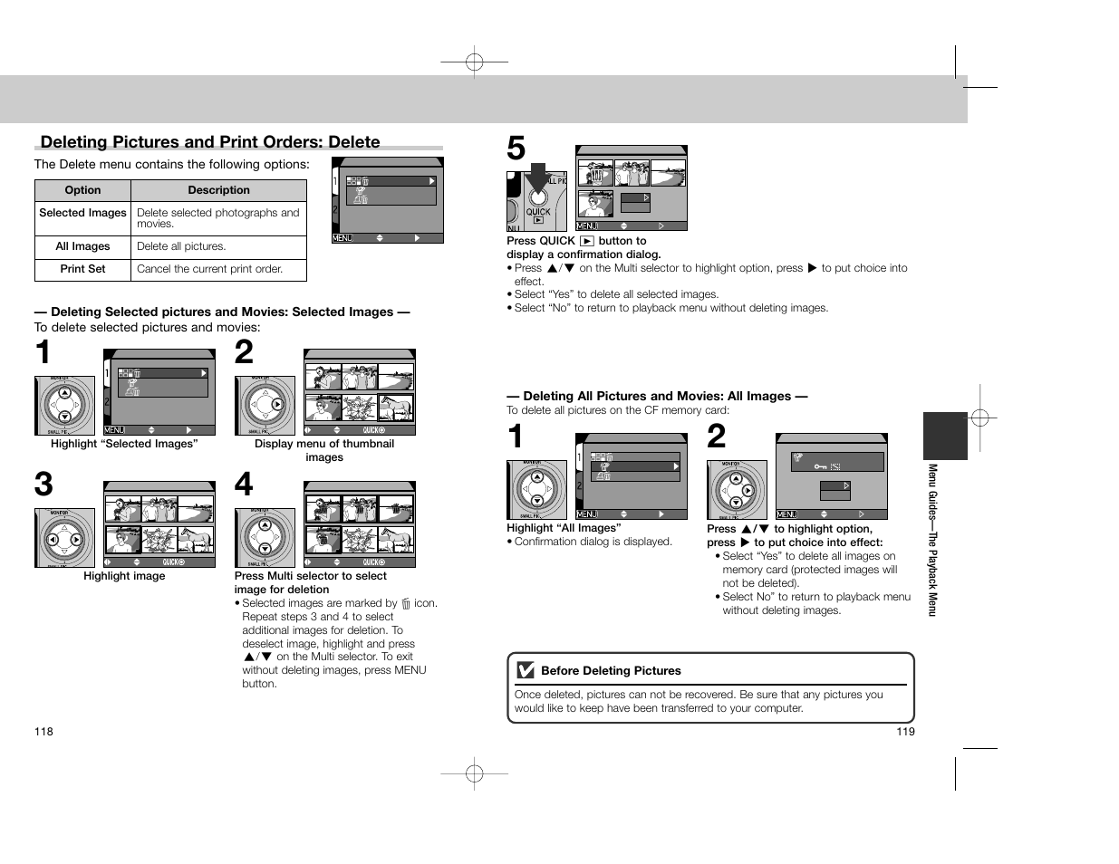 Deleting pictures and print orders: delete | Nikon Coolpix 4300 User Manual | Page 60 / 77