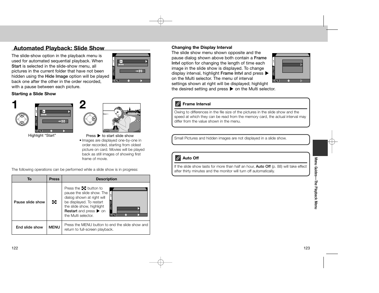 Automated playback: slide show | Nikon Coolpix 4300 User Manual | Page 62 / 77