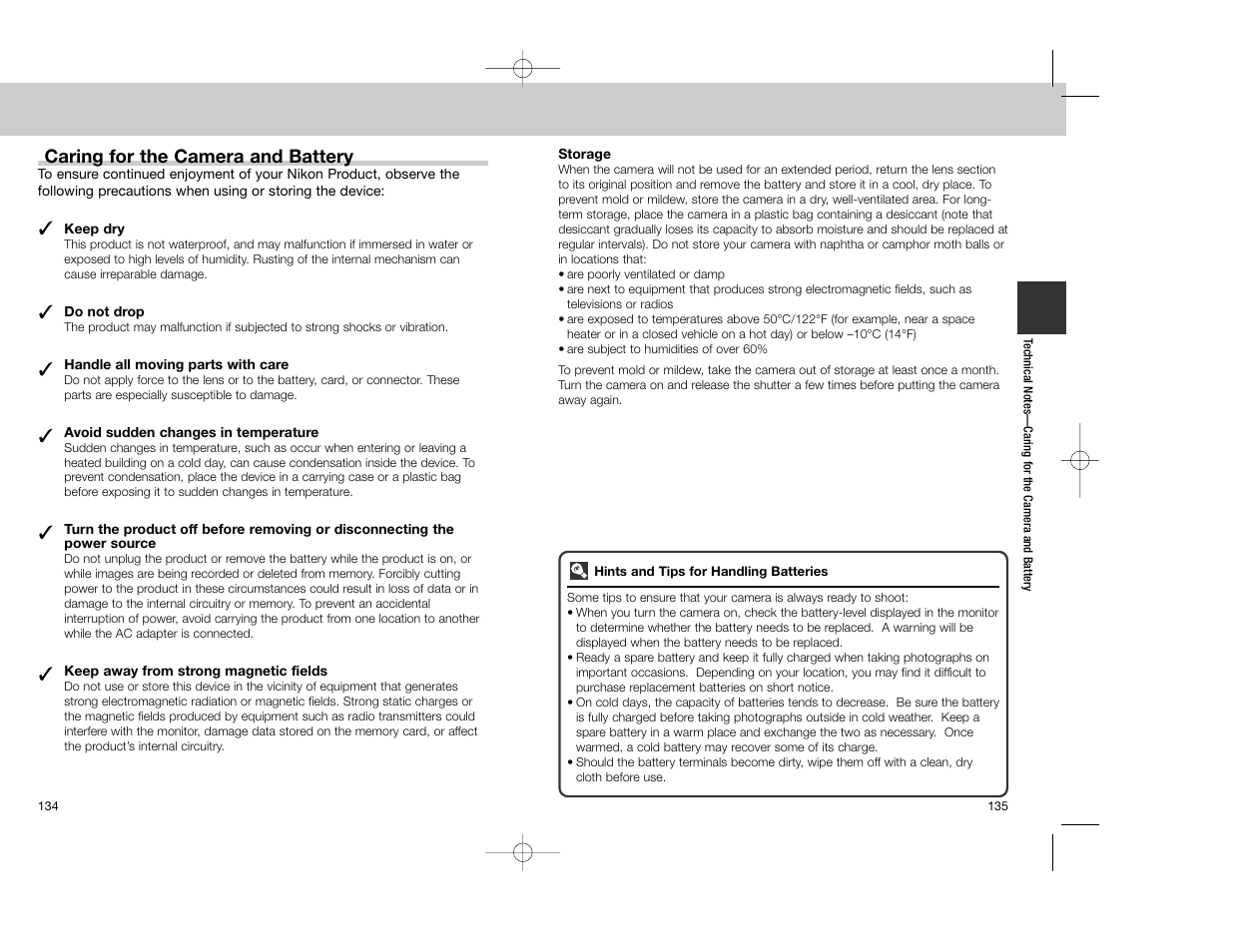 Caring for the camera and battery | Nikon Coolpix 4300 User Manual | Page 68 / 77
