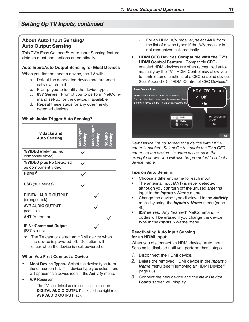 Setting up tv inputs, continued | Nikon DLP 837 Series User Manual | Page 11 / 86