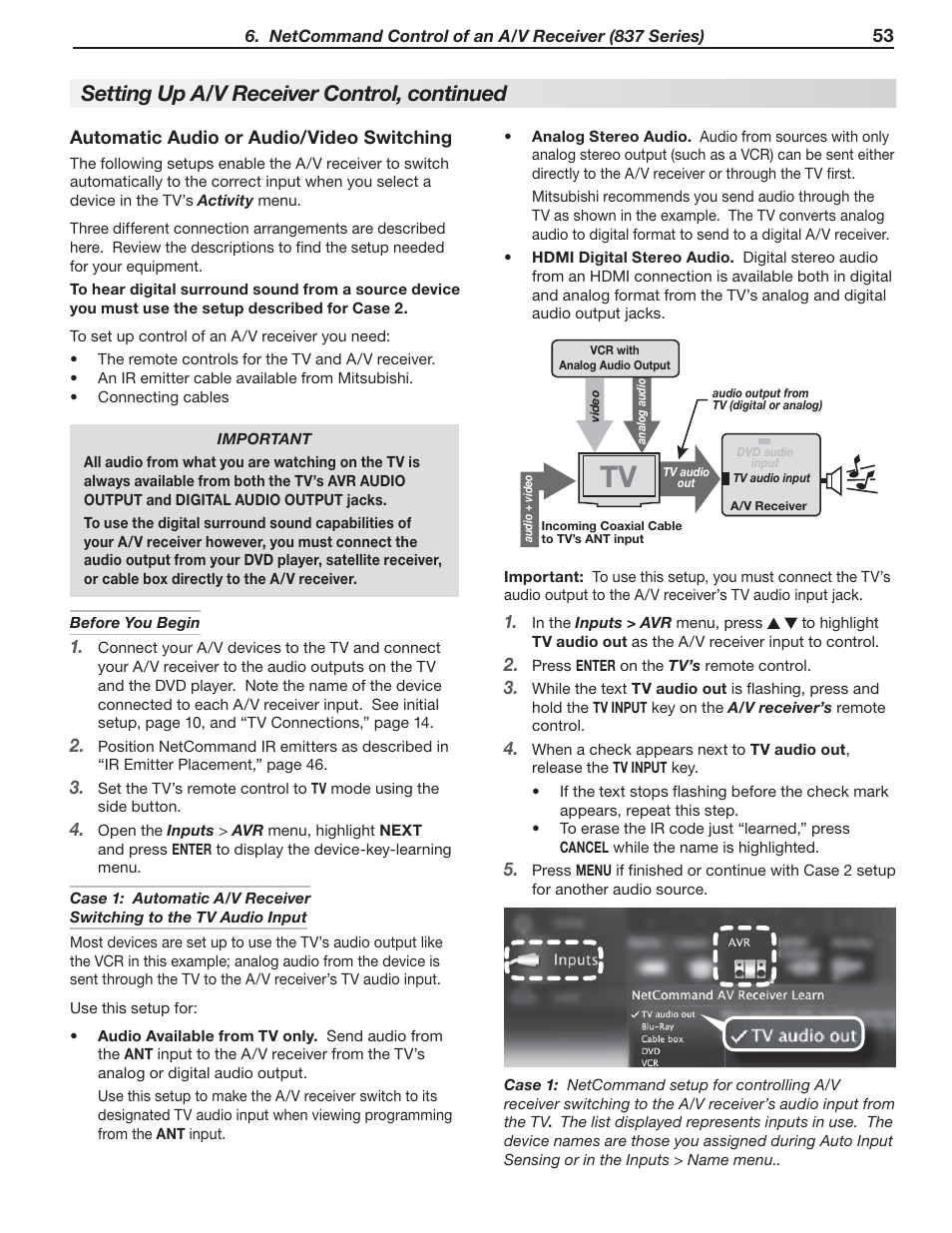 Setting up a/v receiver control, continued | Nikon DLP 837 Series User Manual | Page 53 / 86