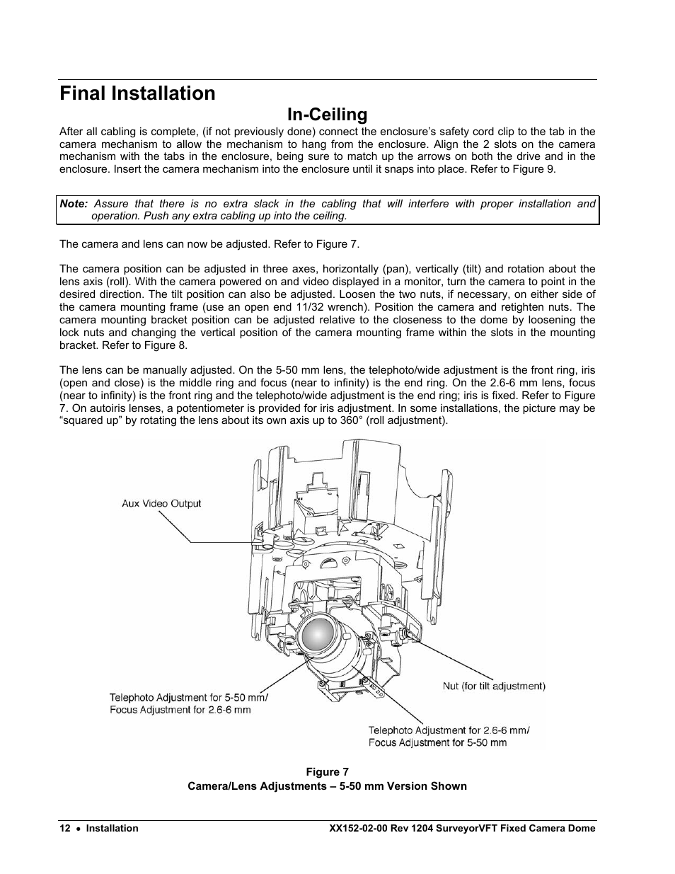 Final installation, In-ceiling | Nikon XX152-02-00 User Manual | Page 22 / 36