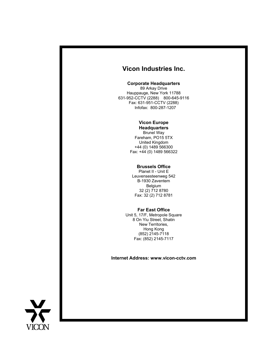 Vicon industries inc | Nikon XX152-02-00 User Manual | Page 36 / 36