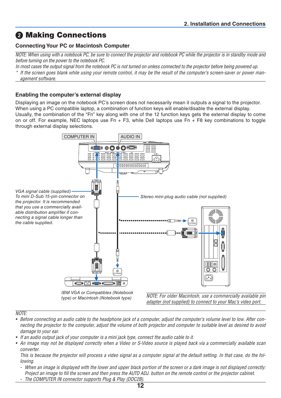 2) making connections, Connecting your pc or macintosh computer, Making connections | Nikon NP64 User Manual | Page 21 / 107