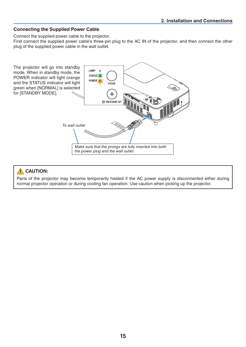 Connecting the supplied power cable | Nikon NP64 User Manual | Page 24 / 107