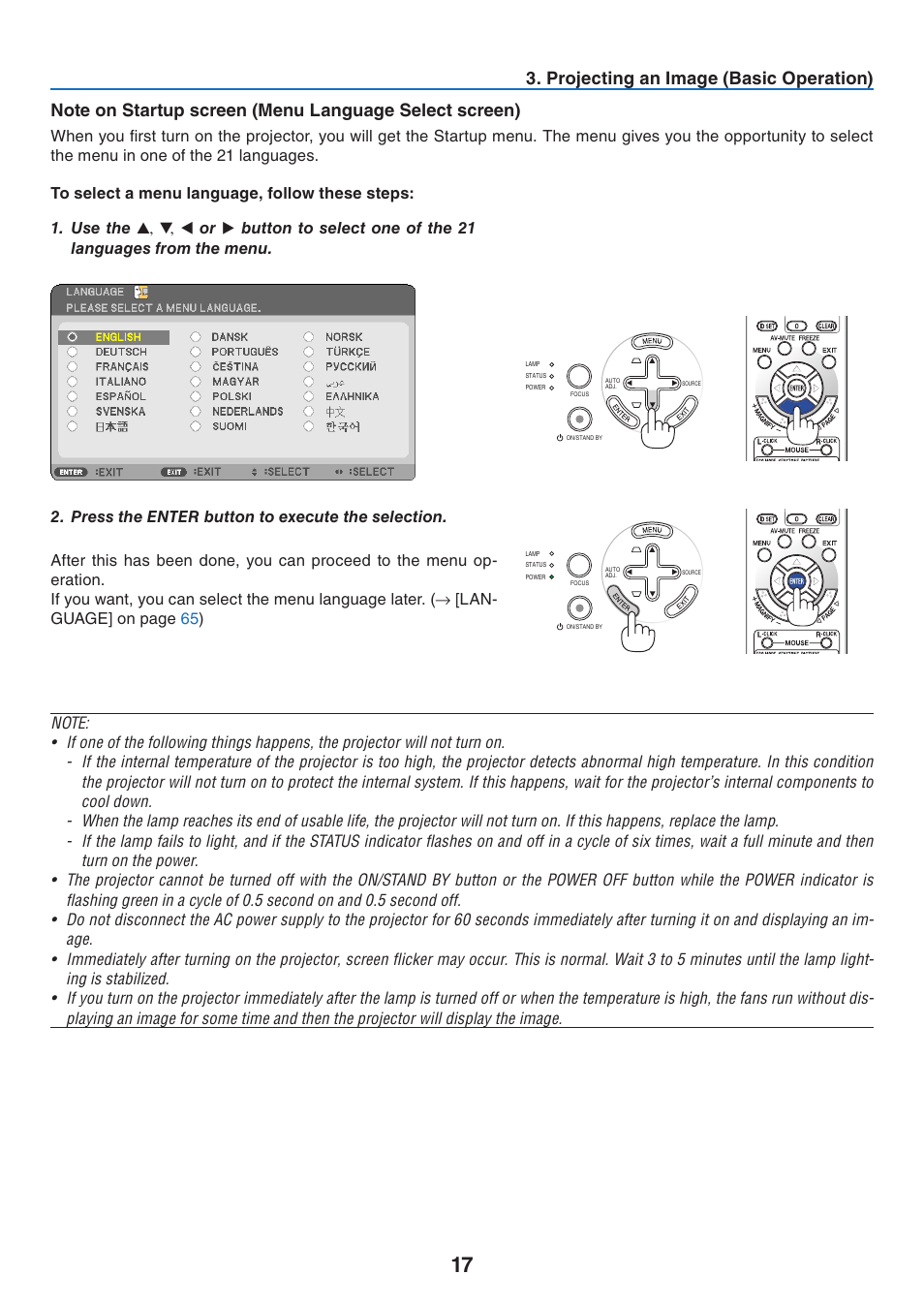 Projecting an image (basic operation) | Nikon NP64 User Manual | Page 26 / 107