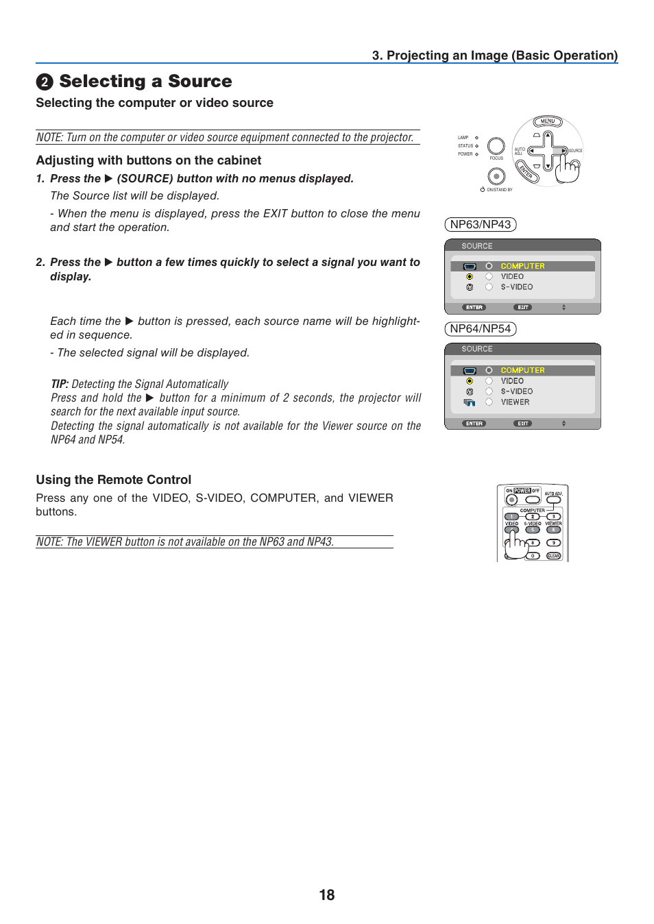 2) selecting a source, Selecting a source | Nikon NP64 User Manual | Page 27 / 107