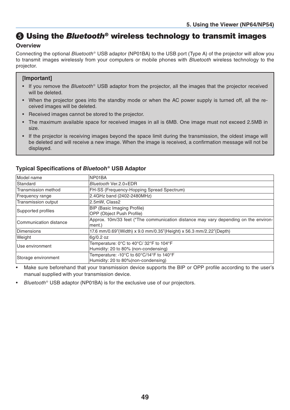 Using the bluetooth, Wireless technology to transmit images | Nikon NP64 User Manual | Page 58 / 107