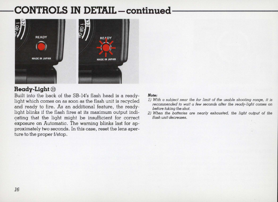 Controls in detail-continued, Exposure calculator dial | Nikon SB 14 User Manual | Page 16 / 38