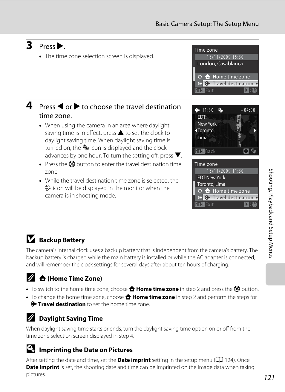 A 121), Press k | Nikon Coolpix S640 User Manual | Page 133 / 176
