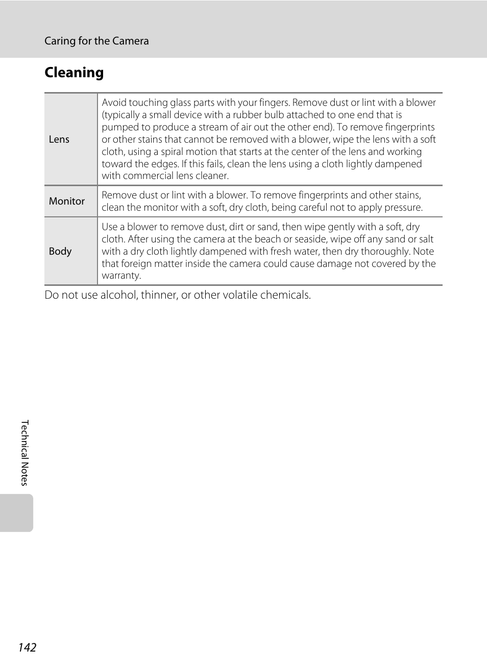 Cleaning | Nikon Coolpix S640 User Manual | Page 154 / 176
