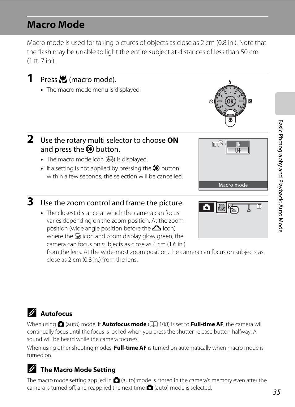 Macro mode, A 35) m, A 35 | Nikon Coolpix S640 User Manual | Page 47 / 176