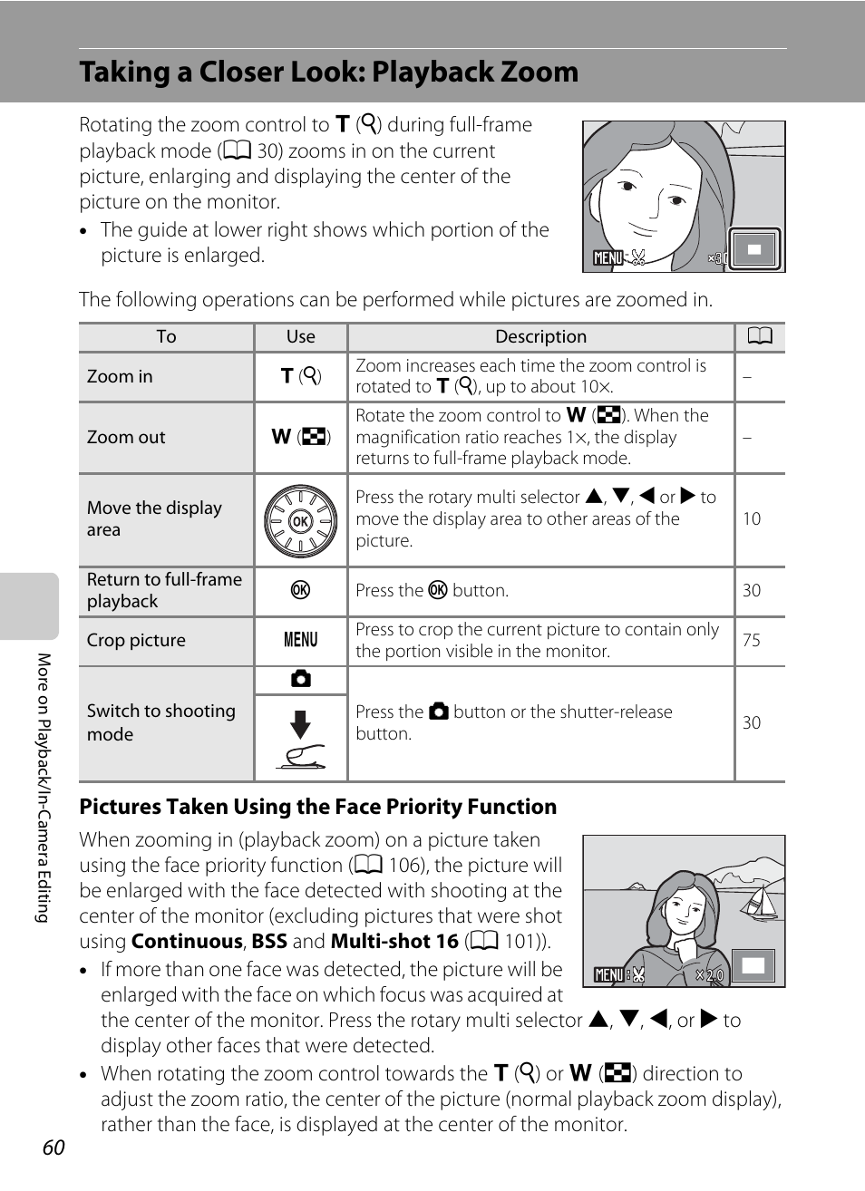 Taking a closer look: playback zoom | Nikon Coolpix S640 User Manual | Page 72 / 176