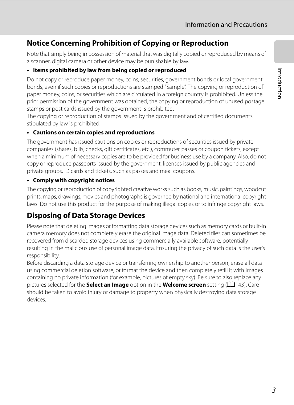 Disposing of data storage devices | Nikon Coolpix P300 User Manual | Page 15 / 200