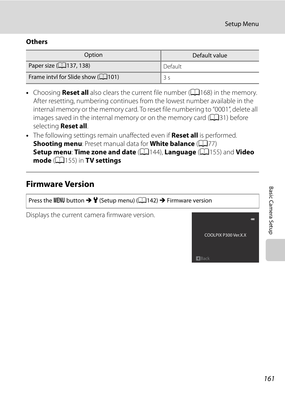 Firmware version, A161 | Nikon Coolpix P300 User Manual | Page 173 / 200