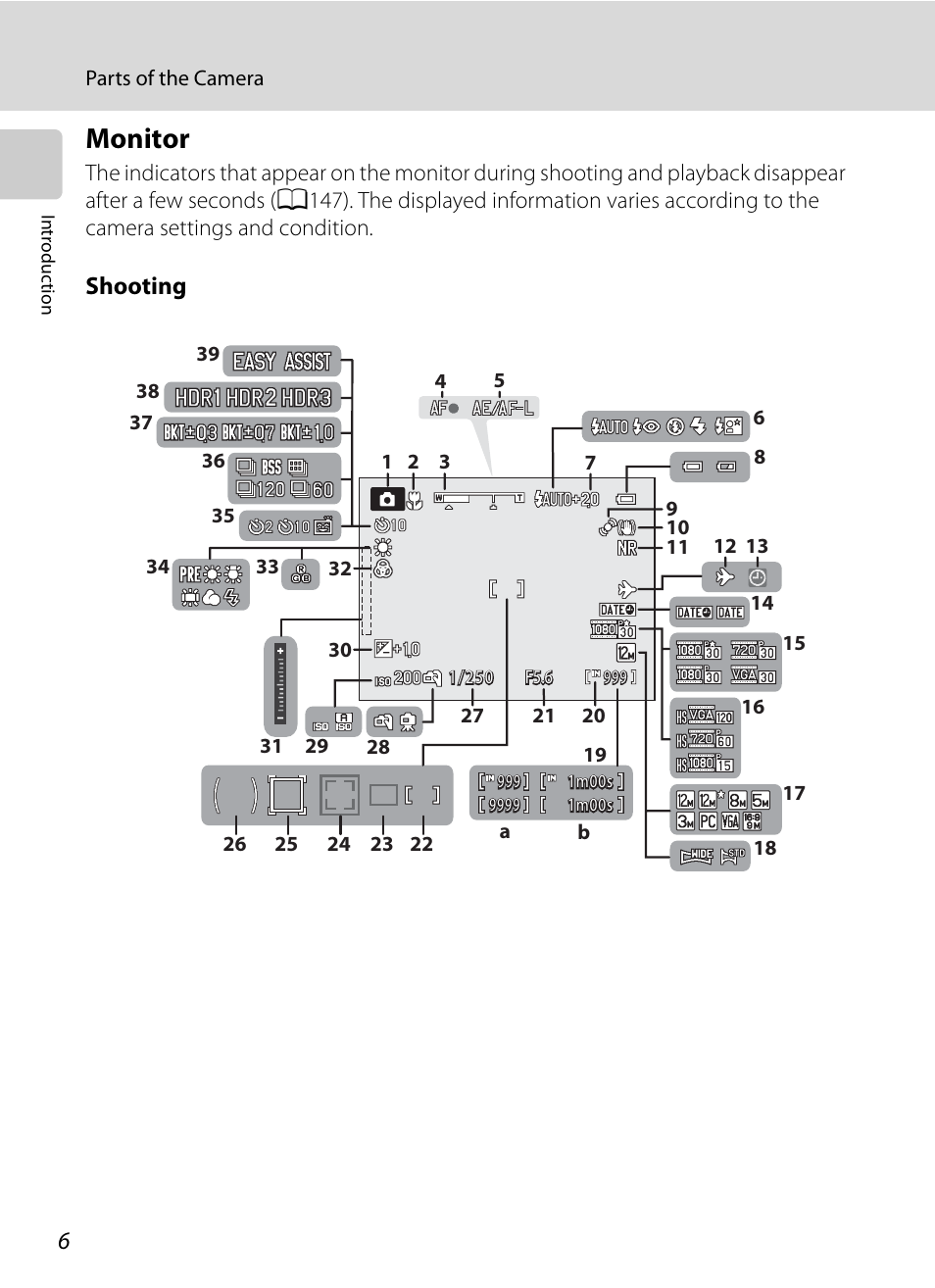 Monitor, Shooting | Nikon Coolpix P300 User Manual | Page 18 / 200