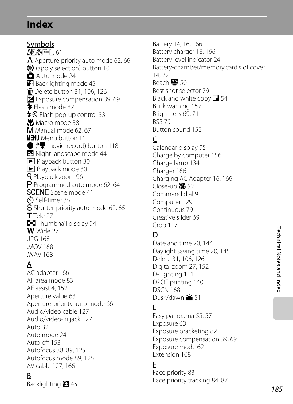 Index | Nikon Coolpix P300 User Manual | Page 197 / 200