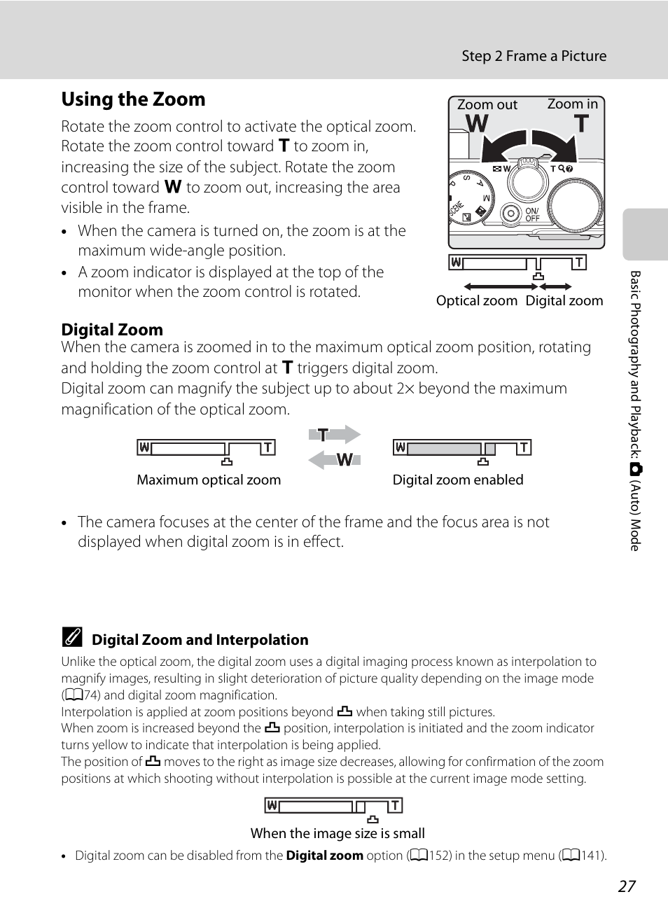 Using the zoom | Nikon Coolpix P300 User Manual | Page 39 / 200