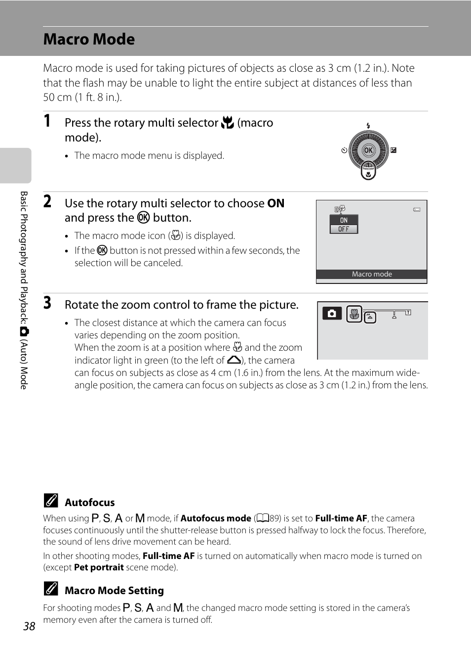 Macro mode, A38), A38) and | Nikon Coolpix P300 User Manual | Page 50 / 200