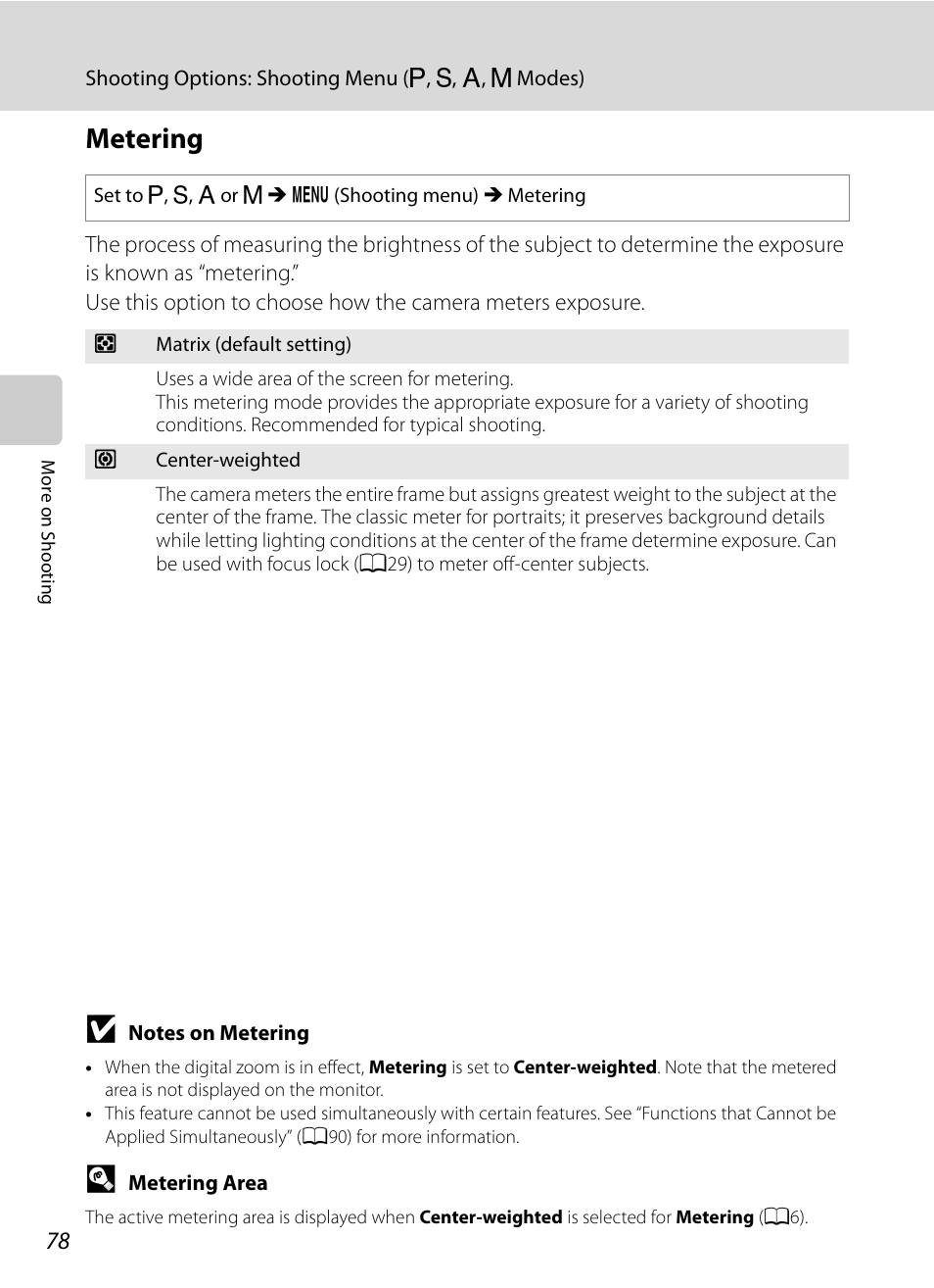 Metering | Nikon Coolpix P300 User Manual | Page 90 / 200