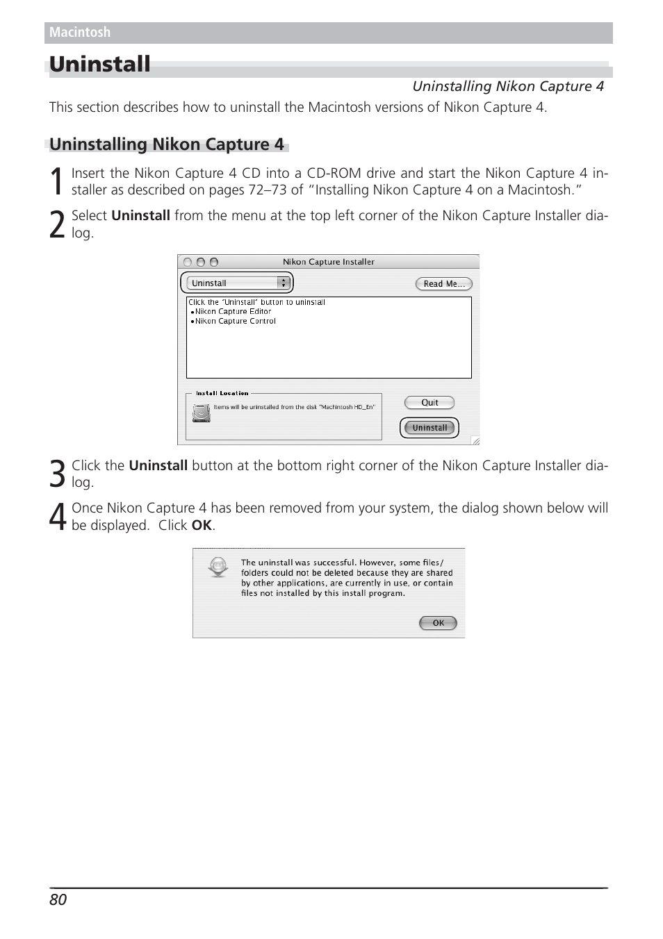 Uninstall | Nikon 4.2 User Manual | Page 82 / 83