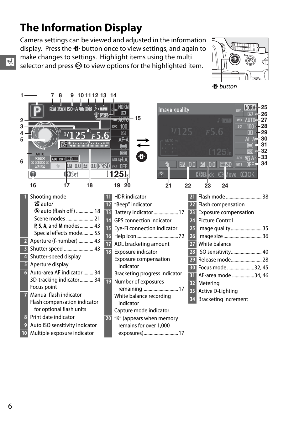 The information display | Nikon D5100 User Manual | Page 14 / 92