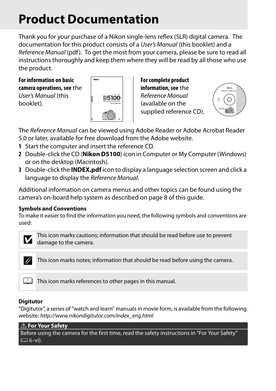 Product documentation | Nikon D5100 User Manual | Page 2 / 92