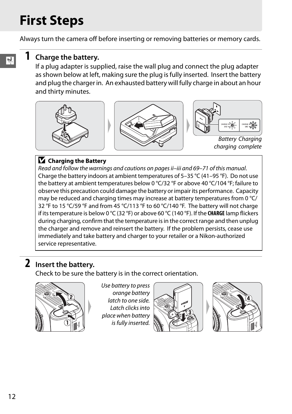 First steps | Nikon D5100 User Manual | Page 20 / 92
