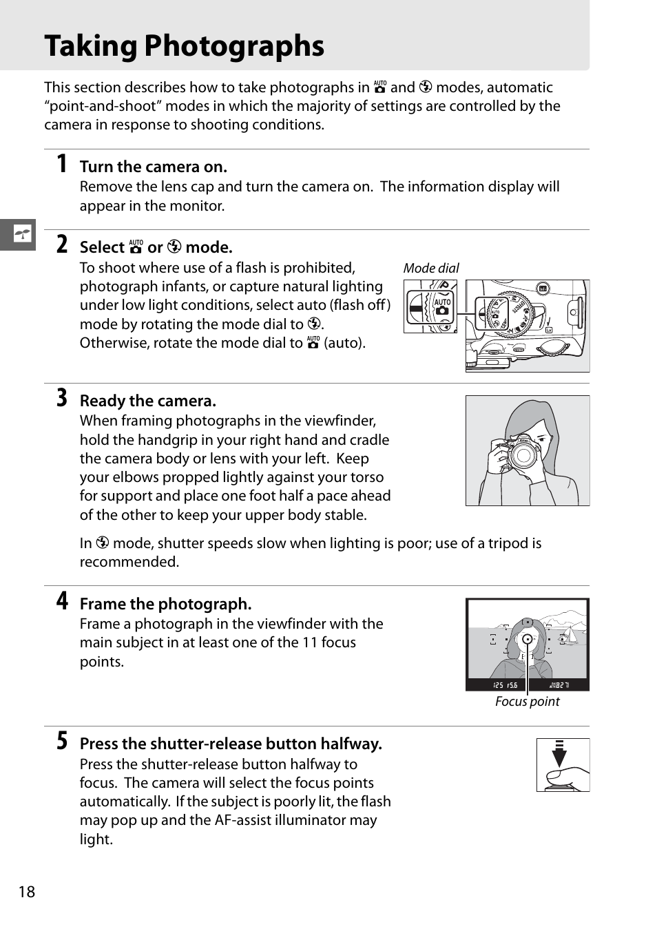 Taking photographs | Nikon D5100 User Manual | Page 26 / 92